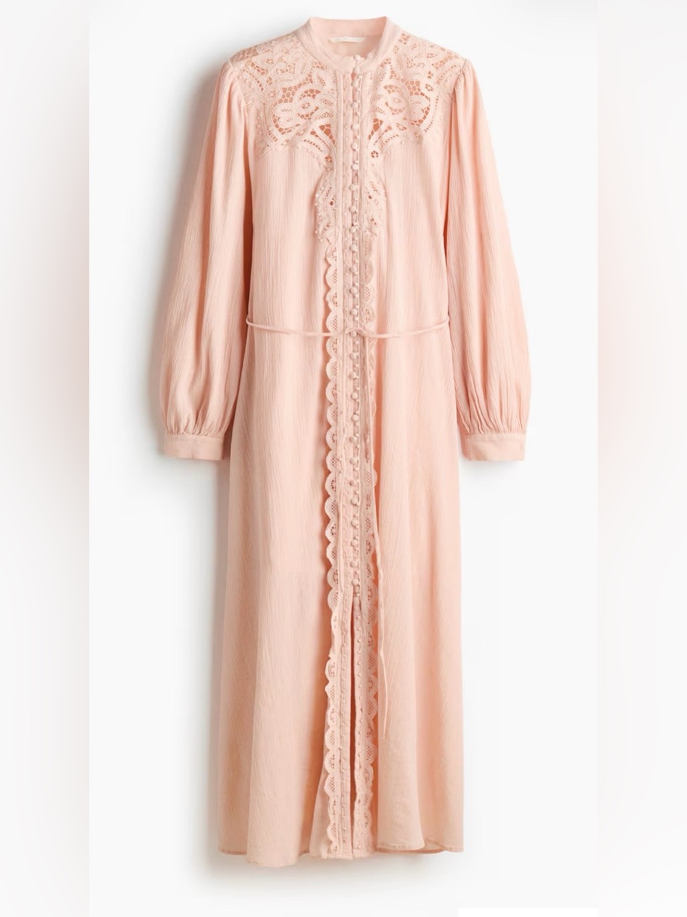 H&M Soft Blush Lace-Front Maxi Dress